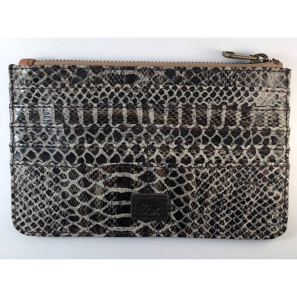 The Sak, Snake Print Leather Card/ Coin Wallet/ Pouch, Gray